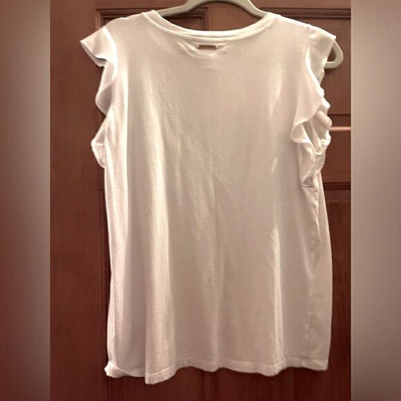 Michael Kors flutter sleeve top, white, women’s large - Picture 2 of 8